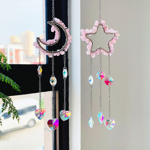 Wholesale DIY Crystal Handicraft Hanging Natural Powder Crystal Moon Star Crystal Pendant