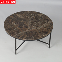 Table d'appoint moderne de style nordique en marbre, plateau en pierre, table basse ronde pour salon avec pieds en métal