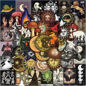 50PCS Vintage Tarot Moon Star Occult Celestial <span class=keywords><strong>Creepy</strong></span> Mystical Sticker