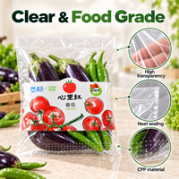 Op maat gemaakte logo's, transparante, food grade plastic groente- en fruitzakken van CPP, microgeperforeerd, met wicket sluiting voor automatische verpakking