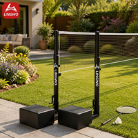 Poteau de filet de badminton et de tennis portable multisports, autoportant et réglable en hauteur pour l'entraînement sur terrain