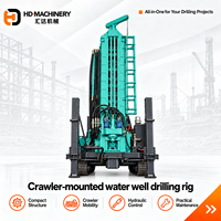 Machine de forage de puits profonds HD-800Y sur chenilles, profondeur 800m, capacité de levage 30T, pour entrepreneurs professionnels en forage de puits d'eau