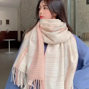 2023 Autumn and Winter New Cashmere Plaid Scarf Women's Winter Korean-style All-match Fashionable Shawl Warm Thickened Scarf