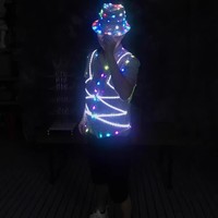 Красочный светодиодный жилет с пайетками для вечеринок, ночных клубов, баров, светящийся белый полиэстеровый костюм унисекс для Хэллоуина и Рождества