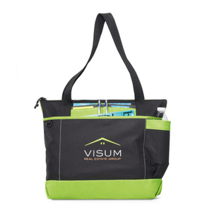 Toile personnalisée avec logo imprimé Passage urbain Sac fourre-tout pour convention de voyage à fermeture éclair Fourre-tout d'affaires <span class=keywords><strong>Avenue</strong></span> avec fenêtre d'identification - Product Image 4