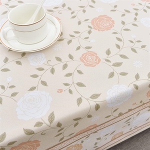 Manteles de vinilo para mesas rectangulares, mantel impermeable con flores rosas, mantel resistente para <span class=keywords><strong>cocina</strong></span> al aire libre - Product Image 3