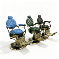 Fauteuil de barbier vintage doré, robuste, hydraulique et inclinable, en cuir PU de luxe, style antique pour salon de coiffure