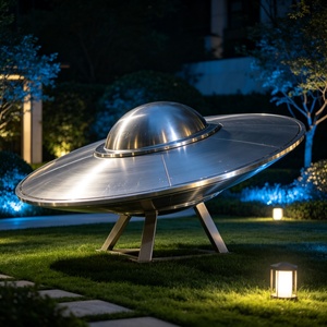 Large-scale Luxury <b>Mirror</b> Polished Modern <b>Outdoor</b> Weather Resistant Stainless Steel Metal Statue Painted Technique UFO Sculpture - Product Image 5