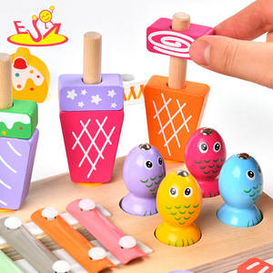 Jouet d'activité 3 en 1 en bois pour enfants : jeu de pêche, blocs à empiler, <span class=keywords><strong>xylophone</strong></span>, jouet éducatif W12D765 - Product Image 2