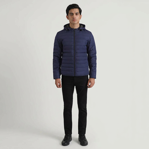 Best Selling 100%Polyester Fabric Winter Warm Puffer <b>Jacket</b> Custom Logo <b>Long</b> Sleeve Removable Hood Zip Up Outdoor <b>Jacket</b> For <b>Men</b> - Product Image 1