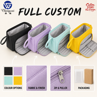 Pochette à crayons grande capacité avec logo personnalisé, multi-compartiments, fermeture éclair, étui à stylos, sac de papeterie promotionnel en gros pour l'école et le bureau
