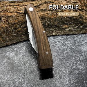 Outil professionnel pour la cueillette des champignons, couteau à truffes en bois, couteau à champignons pliable pour le camping avec brosse - Product Image 6