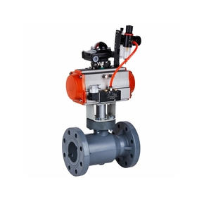 บอลวาล์วนิวเมติกคุณภาพสูงจากจีน ขนาด 6 นิ้ว ถึง 12 นิ้ว แบบหน้าแปลน วัสดุ Upvc, Pph, Cpvc, Pvc  ขนาด DN150 ถึง DN250 บอลวาล์วนิวเมติก CPVC บอลวาล์วนิวเมติก PVC - Product Image 2