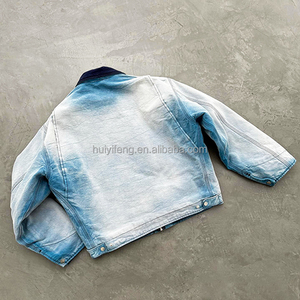 Áo khoác công nhân chất liệu <span class=keywords><strong>canvas</strong></span> dày màu xanh dương cao cấp, kiểu dáng hộp, dành cho nam, chất liệu nặng, kiểu dáng cổ điển, màu phai, phong cách Detroit, có khóa kéo. - Product Image 3