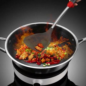 Juego de 4 utensilios de cocina de silicona: espátula, cuchara, espumadera y espátula para freír, con mango de acero inoxidable 304 - Product Image 5