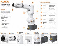 Bras robotisé industriel KUKA KR 10 R1100-2, charge utile de 10 kg, portée de 1101 mm