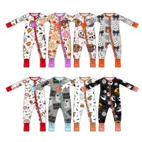 Pyjama bébé en bambou Weiwei sans taxe, personnalisable, ensemble 2 pièces, motif fleur citrouille rose, manches à volants, pantalon, tendance
