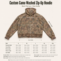 IKDEER Sweat à capuche zippé personnalisé en camouflage intégral, délavé, avec ourlet et poignets bruts, coupe oversize et carrée, vêtement d'extérieur décontracté pour homme