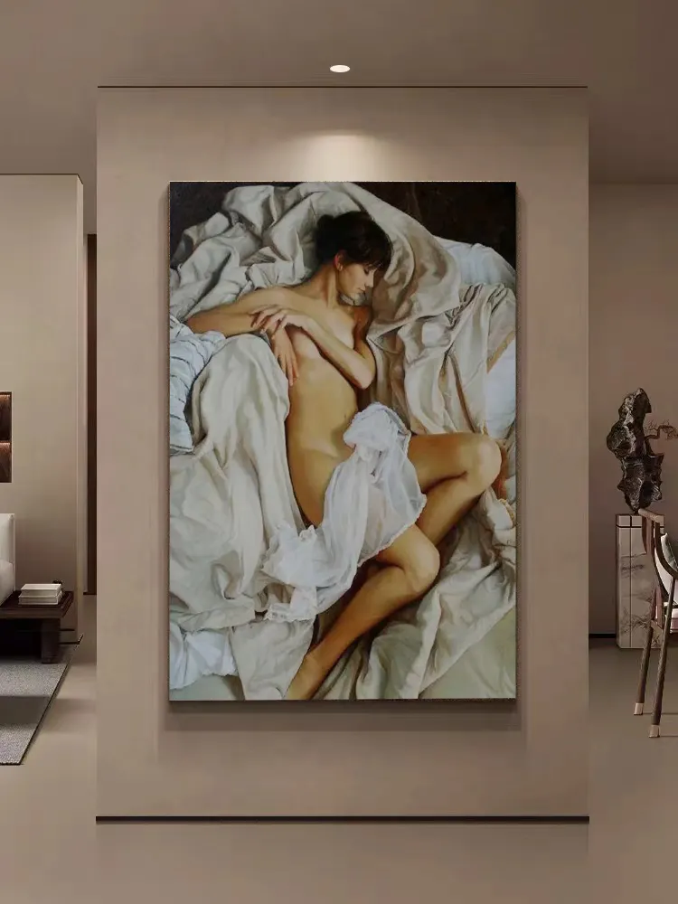 Wall Decoration modern Nude body art decor paintings pine wood with floater frame home 50*70 cm for living room and hotel