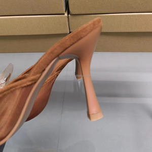 QuiteS 2024 été femmes tressé noir blanc épissage talon épais creux peu profond fronde sandales nouvelles chaussures pointues imperméables - Product Image 6