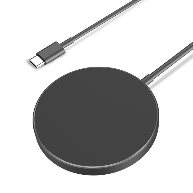 15W Magnetic Wireless Charger Pad 2 in 1 Fast Qi Charging Disc for iPhone 17 16 15 14 13 and Earbuds USB-C Cable Cord