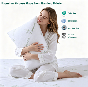 Funda de <span class=keywords><strong>almohada</strong></span> personalizada de 5 estrellas para Hotel, Protector de <span class=keywords><strong>almohada</strong></span> de fibra de bambú resistente al agua, antiácaros - Product Image 4