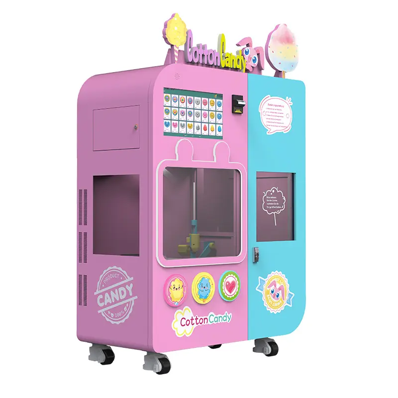 सुंदर दिखने वाली स्वचालित कॉटन कैंडी वेंडिंग मशीन, बेचने के लिए कॉटन कैंडी बनाने की मशीन