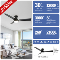 Ventilateur de plafond 1stshine encastré avec pales en ABS, télécommande, qualité commerciale, personnalisable OEM/ODM, moteur DC et éclairage LED