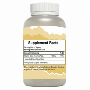 Vitamine C 1000mg à libération prolongée avec cynorrhodon et acérola pour le soutien immunitaire, capsules de vitamines en marque blanche OEM, 60 unités - Product Image 2