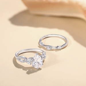 Custom Supplier S925 <b>Silver</b> Fine Jewelry Stackable <b>Rings</b> Set Pear Cut Diamond Prong Setting Cubic Zirconia Engagement <b>Ring</b> Party - Product Image 6