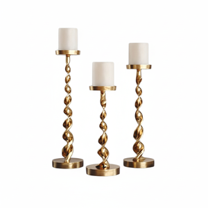 แท่นวางเทียน3เสาโลหะดีไซน์ล่าสุดสำหรับตกแต่งงานแต่งงาน - Product Image 1