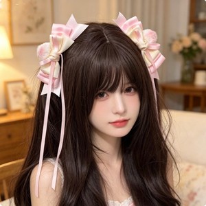 Lindo pasador de pelo con forma de lazo para niña, estilo princesa, delicado accesorio para el cabello, diadema rosa, pasador lateral con cinta. - Product Image 1