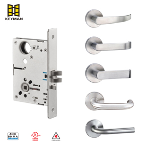 Cylindre de serrure de porte à mortaise KEYMAN, norme américaine, qualité ANSI 1, type sectionnel, finition en acier inoxydable, clé durable - Product Image 3