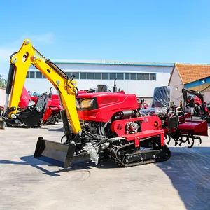 Livraison gratuite d'usine tracteur à chenilles à moteur diesel 25HP 35HP avec pelle avant Motoculteur rotatif arrière