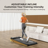 Tapis de course silencieux sous le bureau 2-en-1 avec fonction de vibration, plateforme de marche inclinable et gain de place, machine de course électrique pour la maison et le bureau