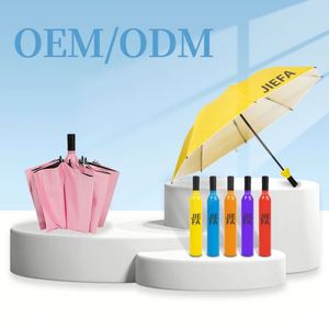 New Design Wholesale Customized Printed Bottle Shape Gift Advertising Branded Umbrellas Wine Bottle Umbrella with Custom Logo - Product Image 4