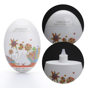 Wholesale Custom Cartoon Logo Printed Empty Cosmetic Sunscreen Cream Skin Care Container Squeeze <b>Plastic</b> 50-200ml Oval <b>Egg</b> - Product Image 1