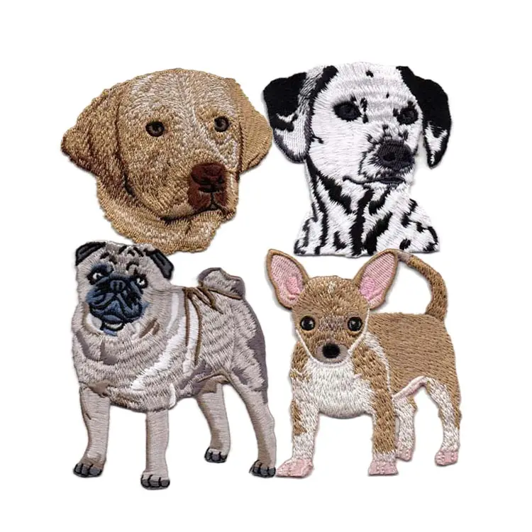 工場カスタムデザイン犬子犬ペット刺繍パッチ帽子服の刺繍バッジに鉄
