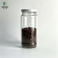 Pot de conservation cylindrique en verre transparent de 440 ml, à bouche vissée, pour aliments secs, usage commercial et emballage de détail