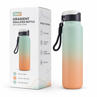 Bouteille d'eau isotherme minimaliste de 700 ml, écologique, résistante à l'eau bouillante, avec sangle en corde tressée, ouverture PUSH, anti-fuite, en acier inoxydable