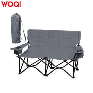 Silla plegable doble para exteriores Woqi, color gris, con portavasos y bolsa de transporte para picnics en la playa - Product Image 1