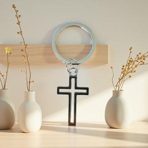 Porte-clés croisé en acier inoxydable Porte-clés chrétien religieux Porte-clés en métal durable pour usage quotidien et cadeau pour hommes - Product Image 4