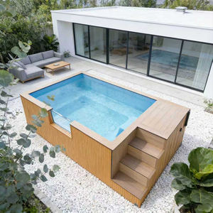 Jacuzzi Exterior Elevado de Fibra de Vidrio con Cascada y Asientos Confortables, Piscina de Hidroterapia con Iluminación LED - Product Image 5