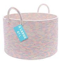 Cesta de Almacenamiento de Cuerda de Algodón Tejida, Cesta para Juguetes, Cesto para Ropa Sucia, Cesta para Guardería