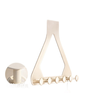 Wall Mount Door <b>Hook</b> With 5 <b>Hooks</b> <b>Self</b> <b>Adhesive</b> No Drilling Required For Coat Rack Entryway Hanger Milk White Color - Product Image 1