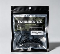 Sacs d'emballage e-commerce vides pour hameçons de pêche, personnalisables, en PE, sacs en plastique polyéthylène avec support pour hameçons