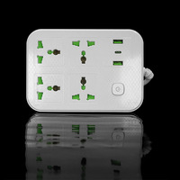WONDERPHON Multiprise 2500W avec prises US, UK, EU, 4 prises universelles, 2 USB, 1 Type-C, câble de 2 m, 10/16A, coque ignifuge