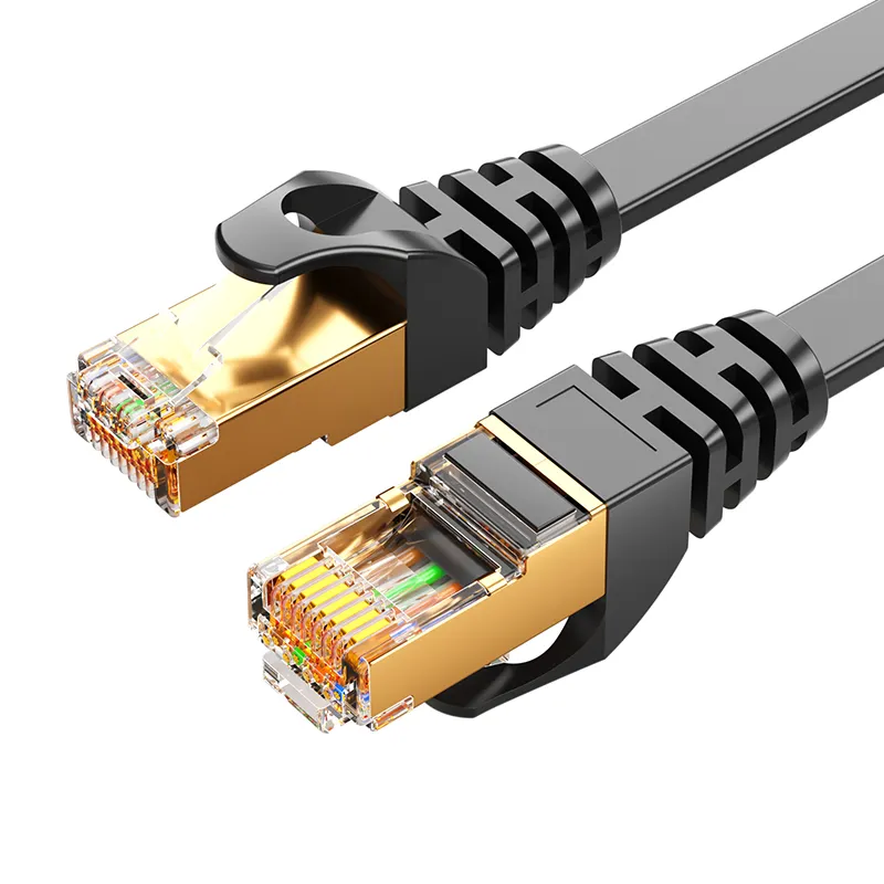 STP shielded Cat7 Flat Ethernet Cable 32AWG gold plated RJ45 connector
