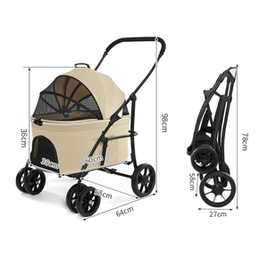 Passeggino pieghevole 2 in 1 <span class=keywords><strong>per</strong></span> cani e gatti con carrozzina rimovibile, cuscino, guinzaglio di sicurezza, fino a 10 kg - Product Image 5