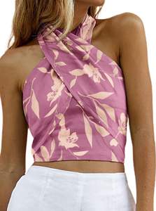 Top de Mujer Tops Sexy CrissCross Halter sin mangas Wrap Front Backless Cami Crop Top Clubbing - Product Image 5